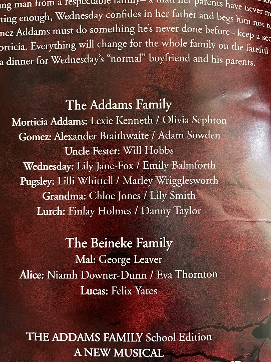 emz83_09's tweet image. I am so so proud of Alex for his part of Gomez in show and to All the other kids too! His first and last proper musical at @capajuniors 😢and he absolutely smashed it! The amount of talent on that stage last night was immense!! Such an amazing bunch of kids!! #onenormalnight