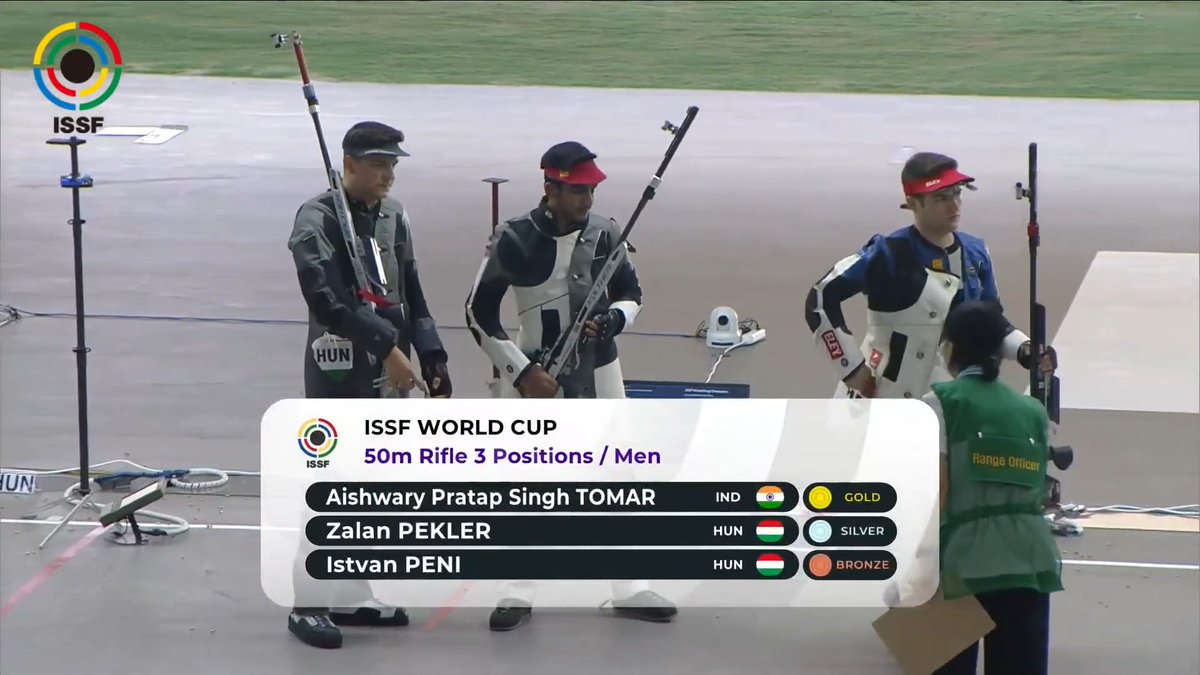 KhelUnLtd's tweet photo. Sports round-up for today:

- Aishwary Pratap Singh Tomar wins 🥇 in Men's 50m Rifle 3P
- PV Sindhu through to finals of #SingaporeOpenSuper500 
- Murali Sreesankar through to finals of Long Jump with a 8m jump 
- Avinash Sable through to finals of 3000m SC
#WCHOregon2022 
#India https://t.co/bhBe7argKy