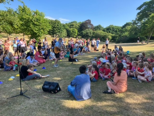 What a great way to start the day - singing in the park with Andy and Al! Reception sang beautifully and there wasn't a dry eye in the house (park). #singing #music #joy