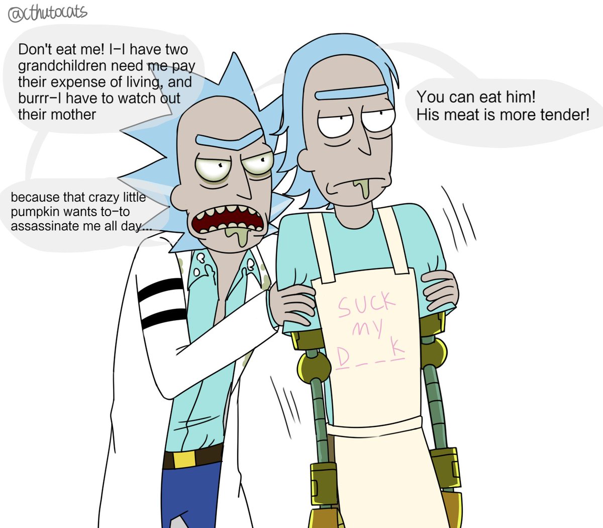 cthutocats's tweet photo. tumblr reply--
#rickandmorty #chefrick #gasrick https://t.co/MM9BTWZzDz