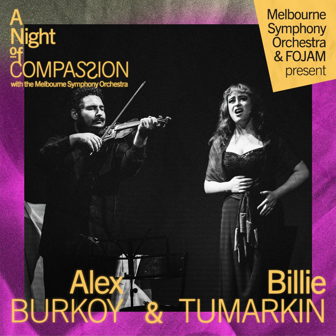 Ukrainian-Jewish-Australian duo,  Billie Tumarkin <a href="/billieanastasia/">Billie Anastasia</a> and Alex Burkoy, reunite for 'A Night of Compassion' at Melbourne Town Hall with the @melbournesymphonyorchestra on September 29.  Tickets available at fojam.com