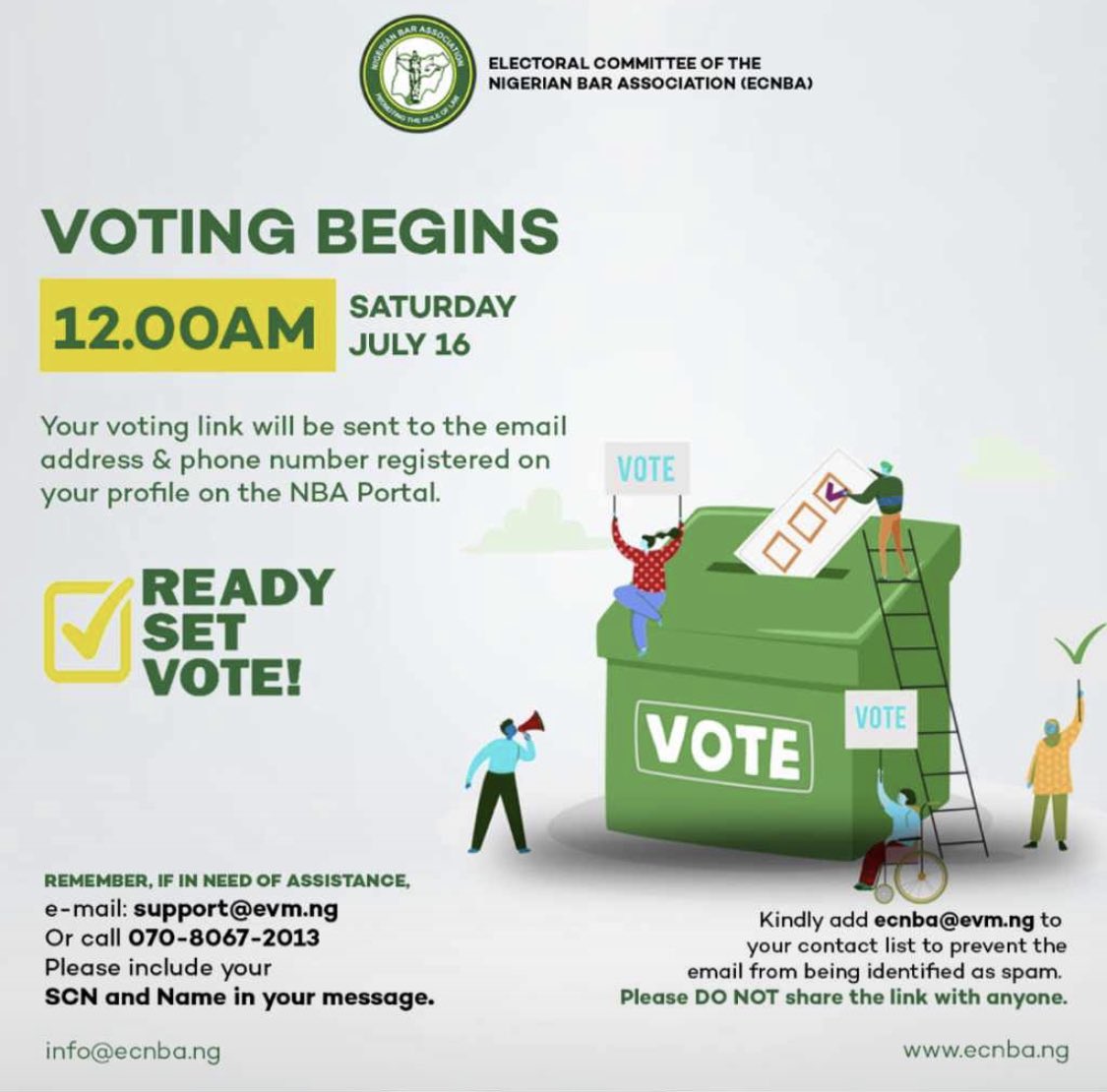 lordcharles01's tweet photo. Voting is ongoing in the #NBADecides2022 elections.
If you have issues voting, please mail or call the #ECNBA using the details here.
Check your mails (junk/spam) and turn off DND on your phone to receive your unique voters ID.
You can ask questions here too. https://t.co/r6QxDOcjt4