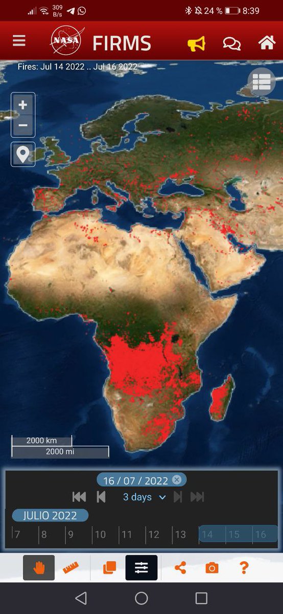 🔥🔥🔥 Poco se habla de lo que está pasando hoy en el centro África #IIFF 📢📢📢 Es bueno que la opinión pública vaya empezando a tomar conciencia de uno de los impactos más dramáticos del cambio climático en la humanidad: #migracionesclimáticas ℹ️firms.modaps.eosdis.nasa.gov/map/#t:adv;d:2…