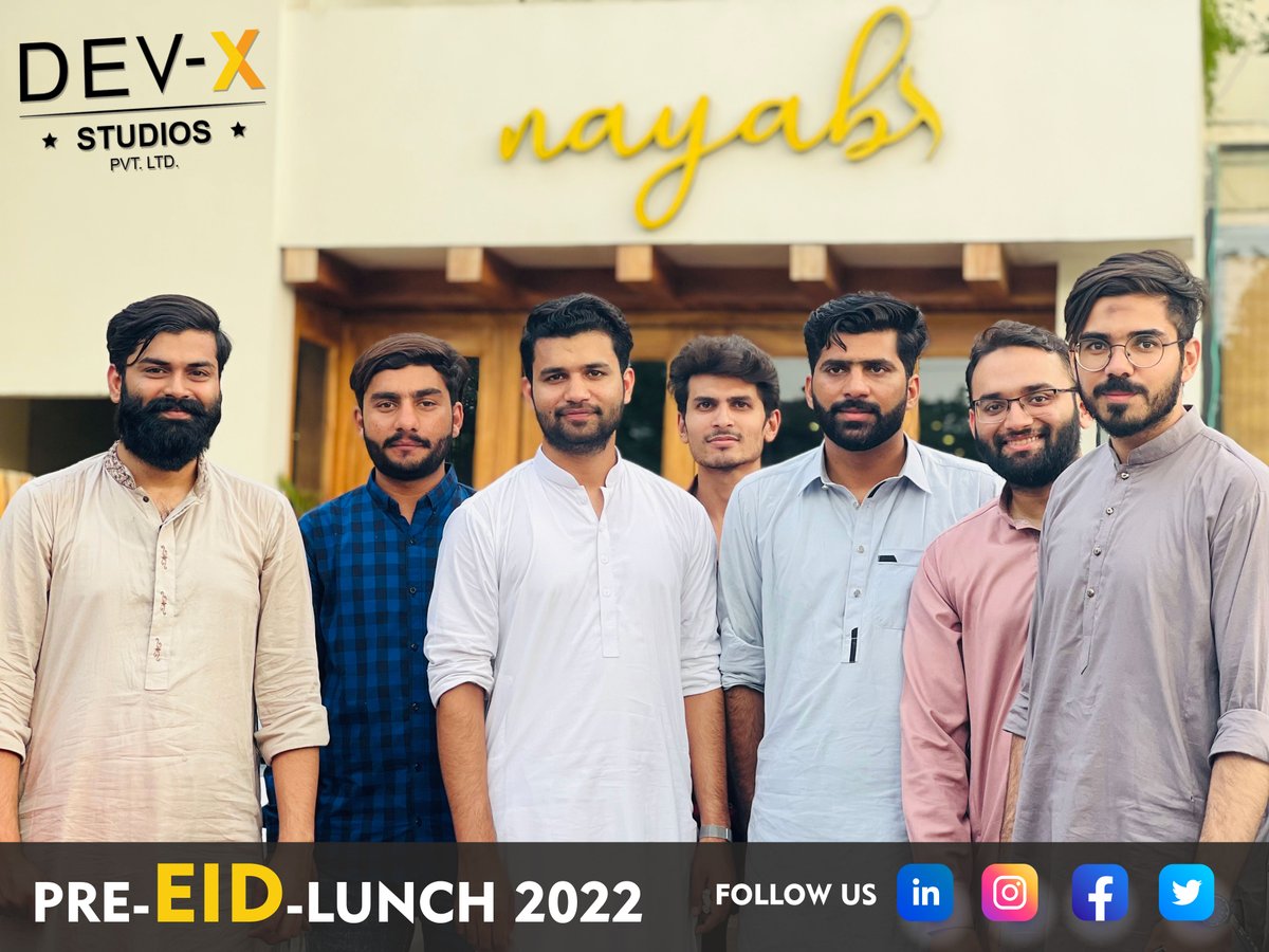DevXStudios786's tweet photo. #Pre_Eid_ul_Adha Lunch Organized by Team Dev-X Studios PVT LTD at Nayab's Restaurant!
“Great things in business are never done by one person; they’re done by a team of people.”
#devxstudios #gaming #gamingindustry #newbeginnings #teambuilding #teamwork #happiness #EidAlAdha https://t.co/mOoxN09EtO