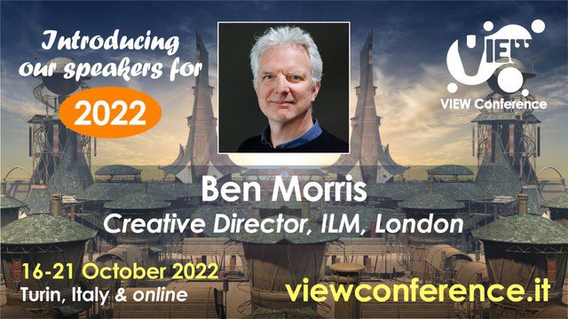 ViewConference's tweet photo. Meet Ben Morris, Oscar-winning vfx supe &amp; creative director @ILMVFX London @ViewConference 2022 

16-21 Oct 
https://t.co/rMW7idtSNB

#viewconference2022  #benmorris #vfx #animation #film #games #art #Abbatheconcert #popband #photoreal #realtime #virtualproduction #xr #ar #vr #ai https://t.co/BaooVTVqDJ
