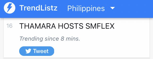 notthamara's tweet photo. trending number sixteen na ang ferson oh

THAMARA HOSTS SMFLEX https://t.co/OAyTW9YPcQ
