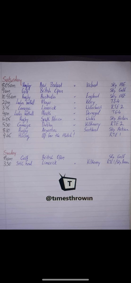 Apologies about last weekend folks but I lost a junior b final and tore the absolute hole out of her.

Anyhow we go again please see the weekends schedule below ⬇️ the sun is shining the beers are chilling and timesthrowin is back baby 🕺