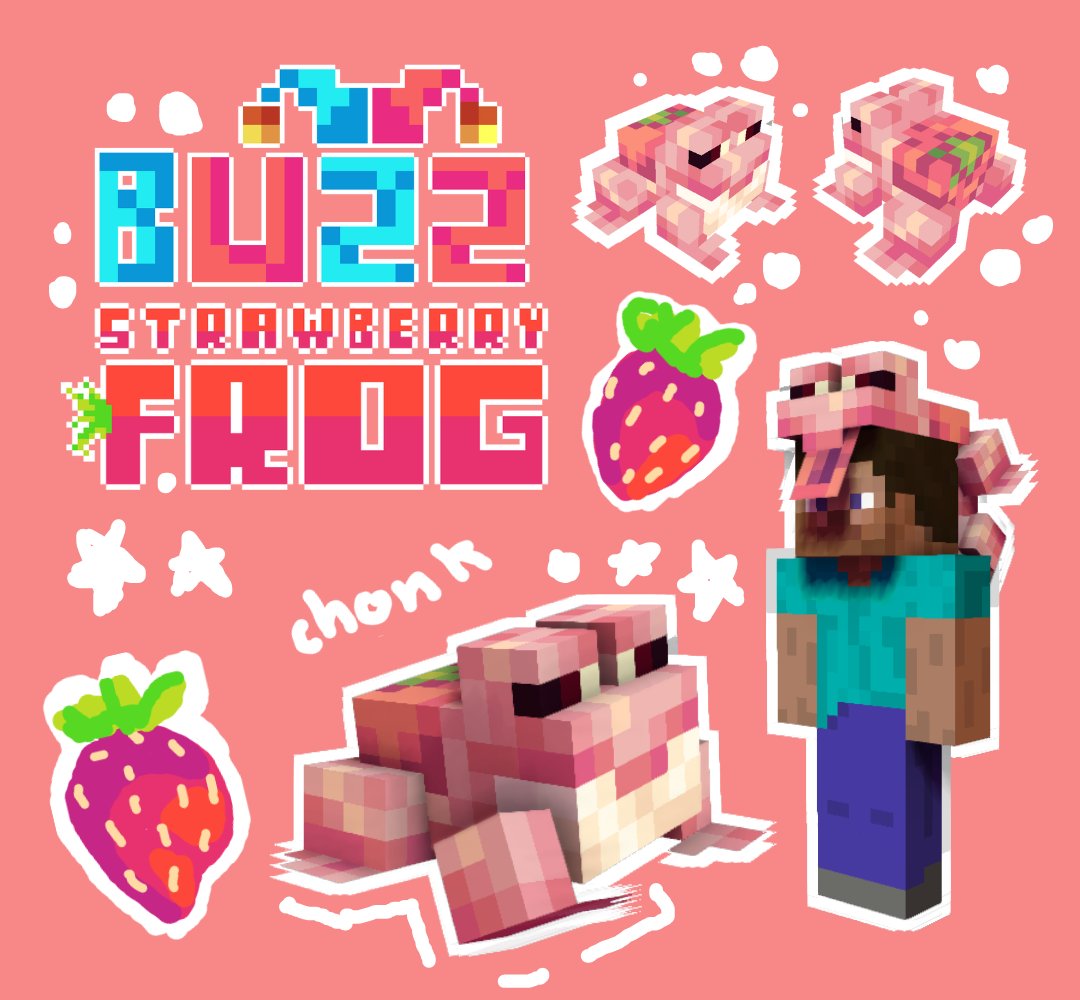 [🍓] it&#039;s strawberry frog thing ! Minecraft Mob Skin
