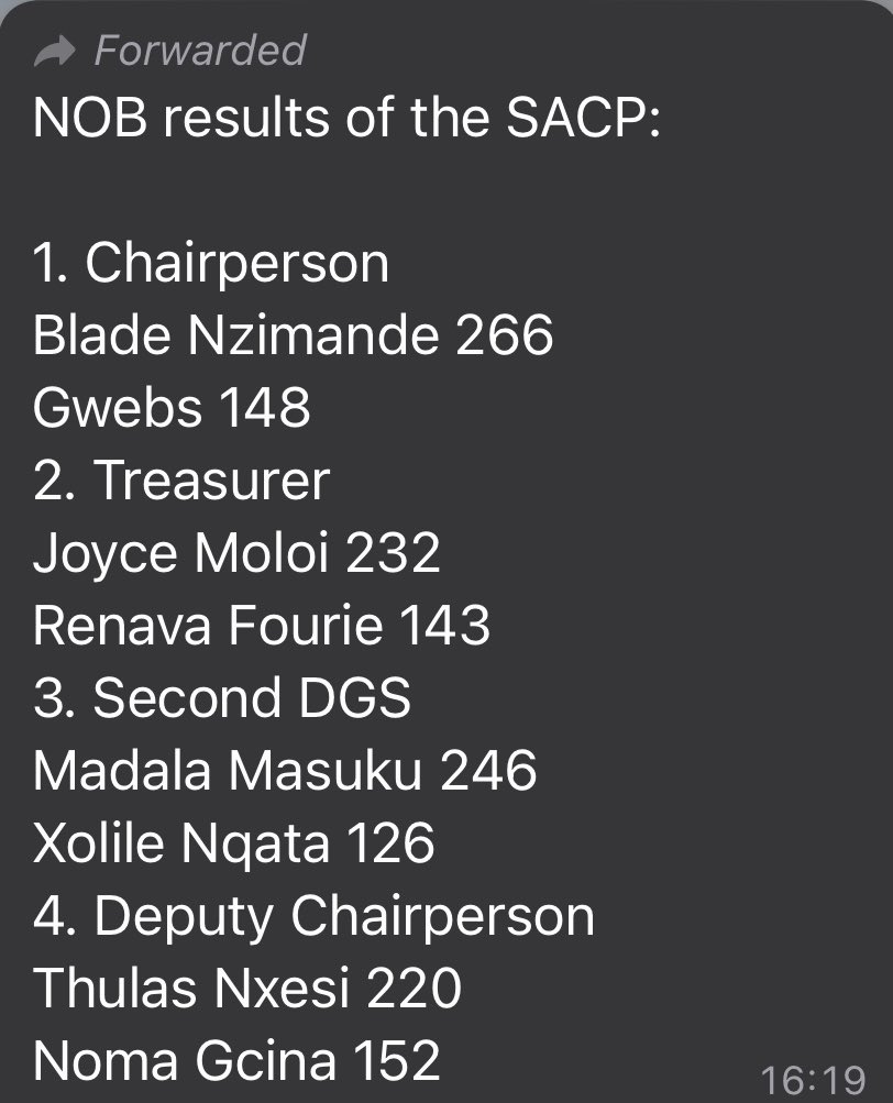 #SACPCongress2022 Newly elected officials of the #SACP. Dr Blade Nzimande elected as Chairperson. #sabcnews