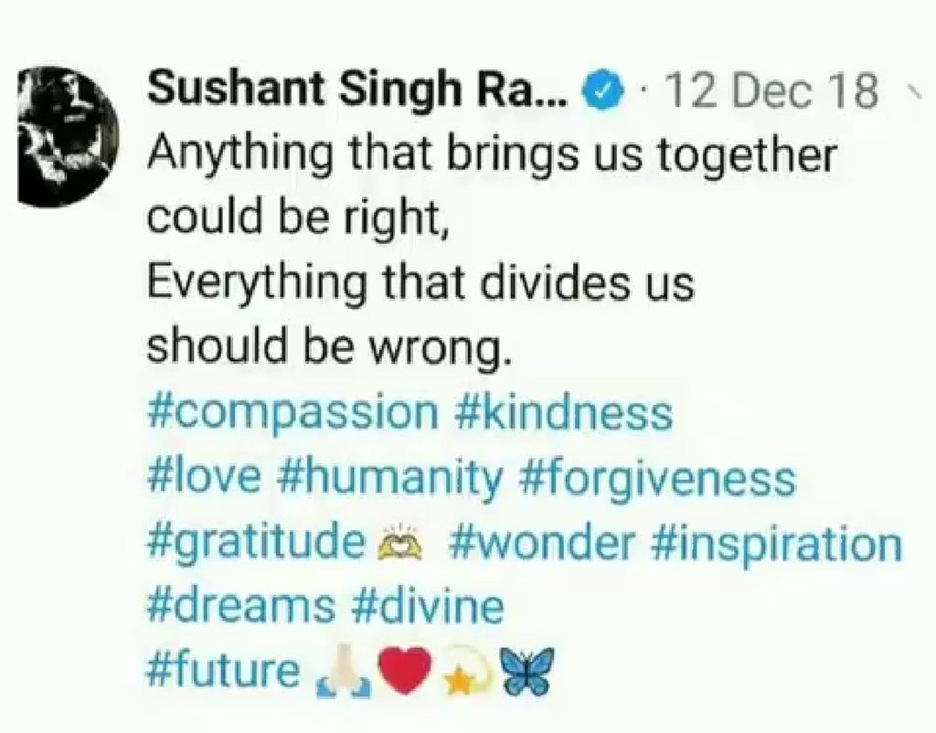 Sushant Is A Revolution 
an agent of change,he has awakened a generation.A phenomenon creating history,born to bring change.A powerful soul that has united people across the world ,he is loved beyond life 
#SushantSinghRajput a symbol of  peace ,a beacon of hope