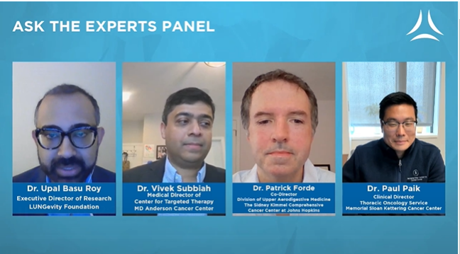 acmoorephd's tweet photo. @LUNGevity's Dr. Upal Basu Roy kicks off Day Two of #ILCSC22 with our "Ask the Experts" panel with an all-star lineup including @VivekSubbiah, @FordePatrick and Dr. Paul Paik #LCSM https://t.co/31kB9xnBdA