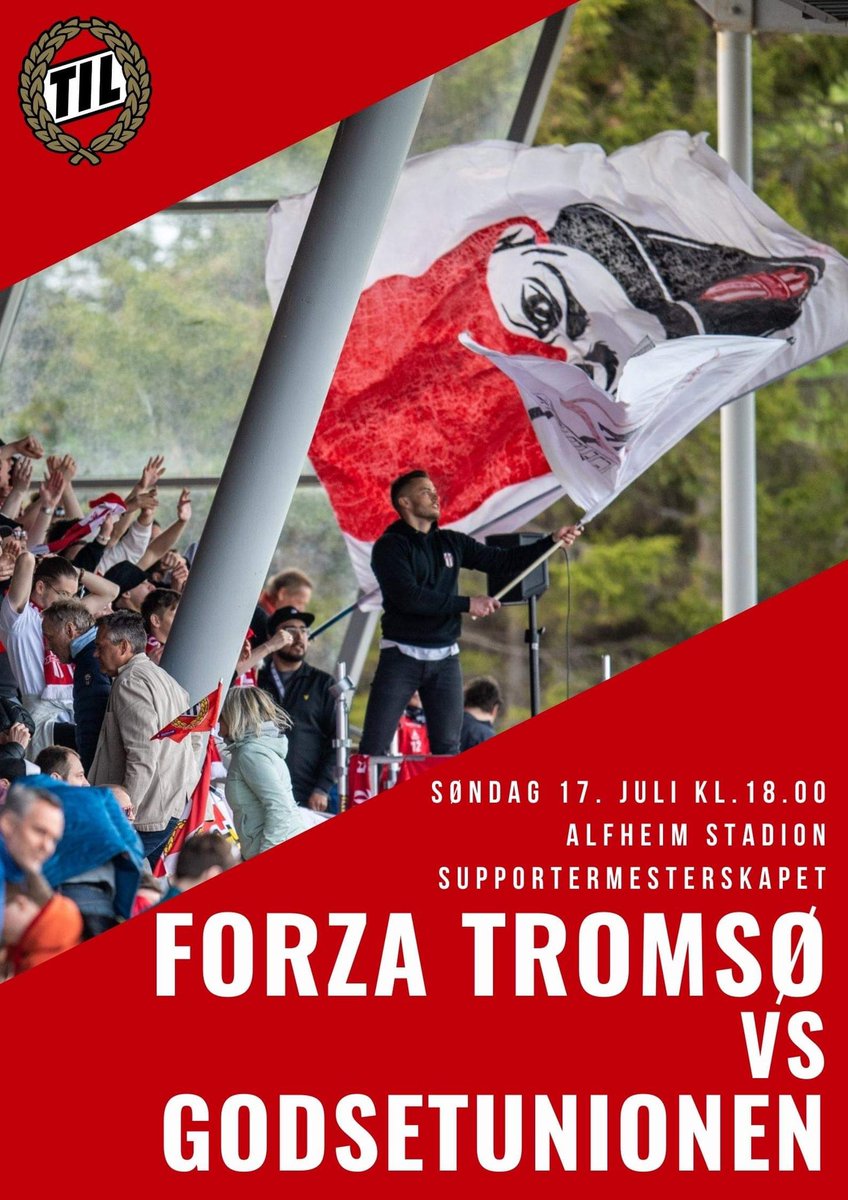 Søndag 18:00! 

🔴⚪️ <a href="/ForzaTromso/">ForzaTromso</a> vs <a href="/GodsetUnionen/">GodsetUnionen</a> 🔵🔵

🏟 Alfheim Stadion
⏰ 2 x 30 min
🏃🏾‍♂️ 7’er eller 9’er fotball 
📹 Kampen kan ses på <a href="/iTromso/">iTromsø</a> (Åpen for alle!)

Velkommen til kamp!🤝