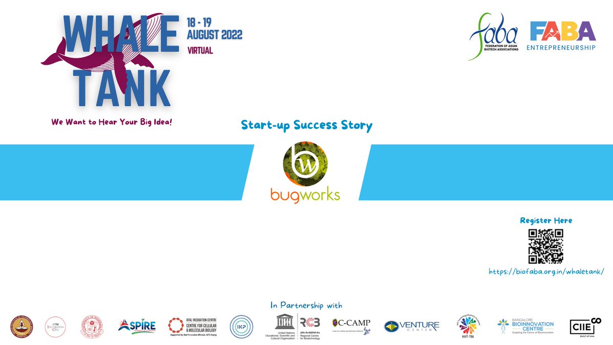 bio_faba's tweet image. Hear #Bugworks success story from Dr. @anand_bugworks  at 'Venture Capital–Biotech Startup Connect', 'Whale-Tank meet', on August 18 and 19.

Register now:biofaba.org.in/faba-whale-tan…

@CCAMP_Bangalore @drpratnakar @DSreedevi @gandlajagadeesh @iitmadras