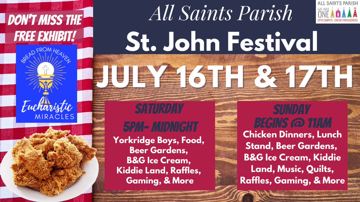 AllParish's tweet photo. #allsaintsparish #friedchicken #festival #freeexhibit https://t.co/UCpPhzb7qE