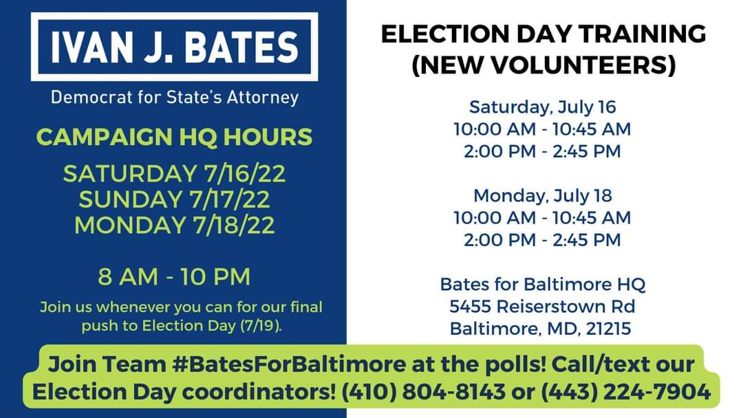 ivanjbates's tweet photo. Come Out! Help us during the home stretch... #BatesForBaltimore https://t.co/g8UC7Yo3ug