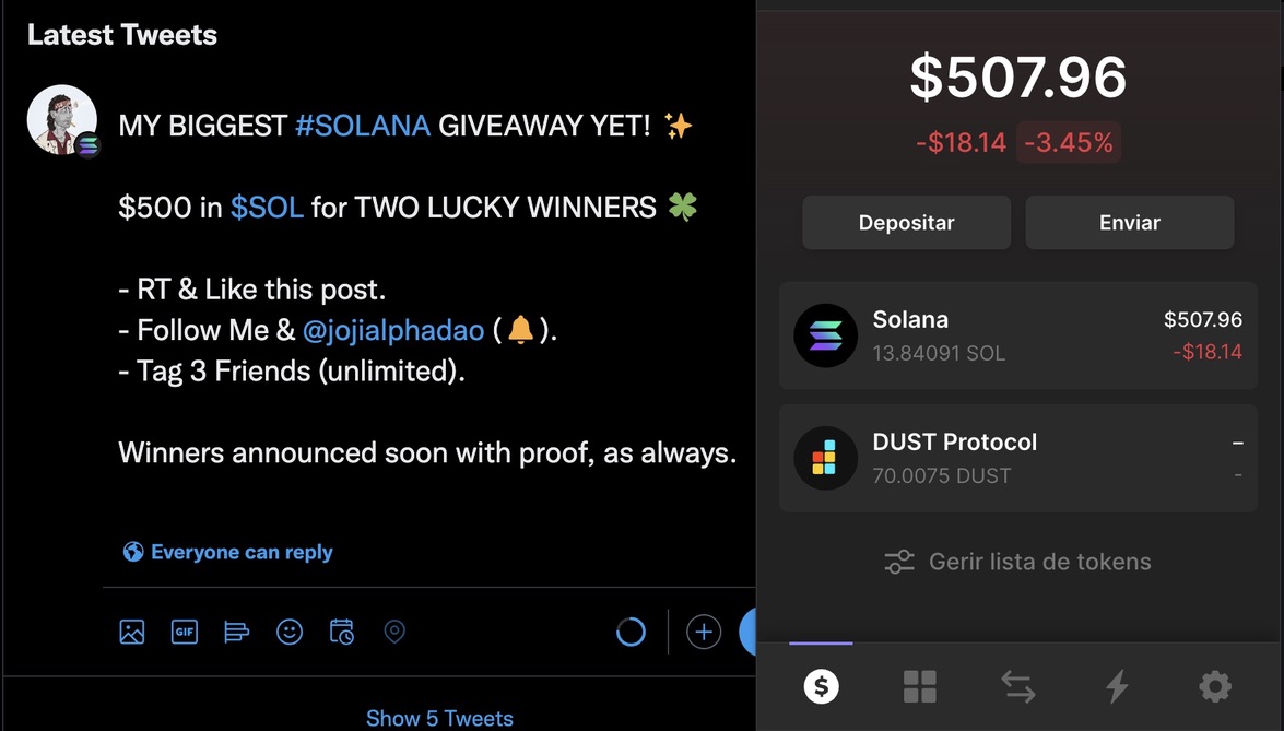 metaversejoji's tweet photo. MY BIGGEST #SOLANA GIVEAWAY YET! ✨

$500 in $SOL for TWO LUCKY WINNERS 🍀

- RT &amp; Like this post.
- Follow Me &amp; @jojialphadao (🔔).
- Tag 3 Friends (unlimited tries).

Winners announced soon with proof, as always.

#NFTGiveaway #SolanaGiveaways #SolanaNFT #NFTCommmunity https://t.co/wOipmXkff5
