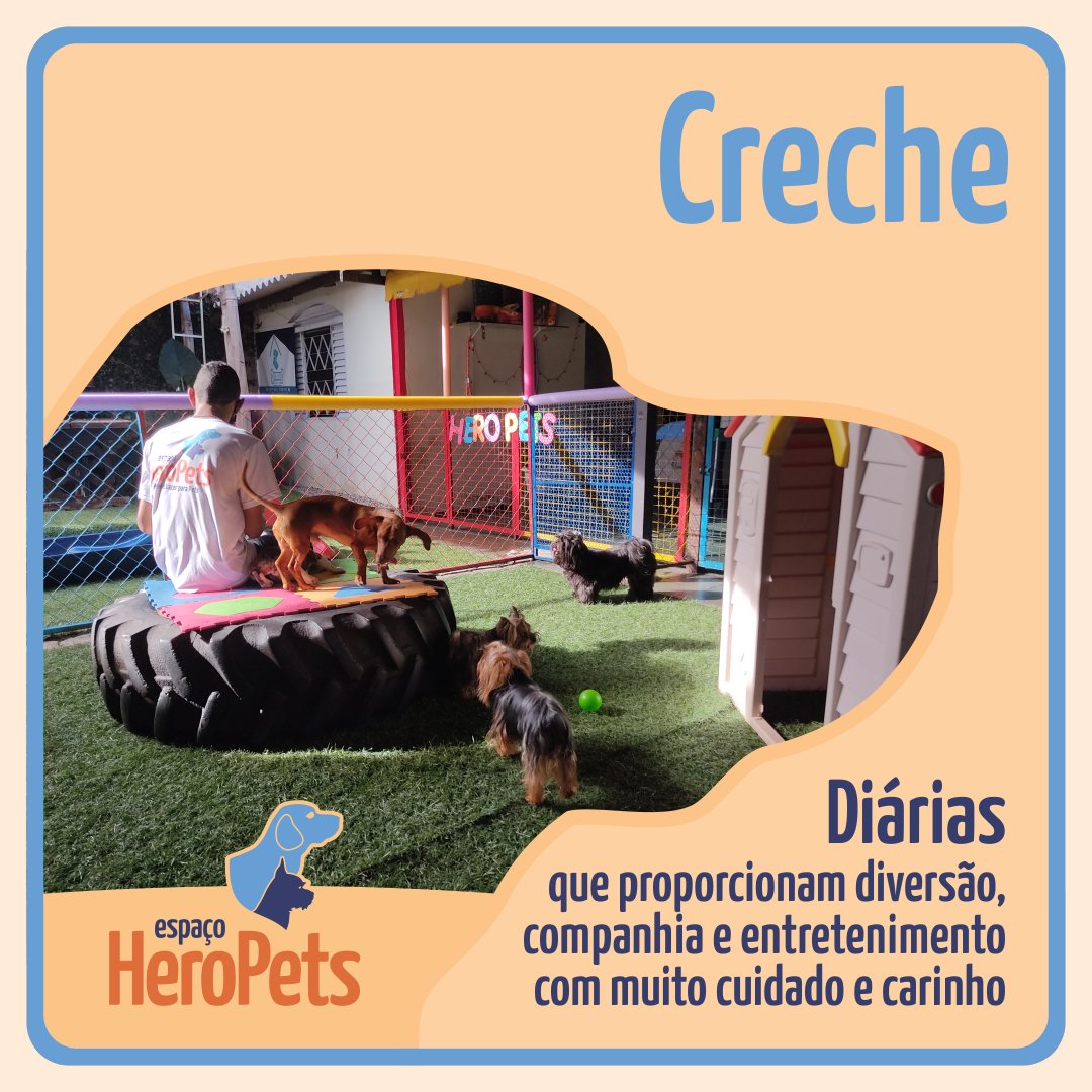 EspacoHeroPets's tweet image. O objetivo da creche é proporcionar diversão e atenção, durante o dia, em um espaço preparado para eles. O serviço da creche é realizado por meio de diárias.