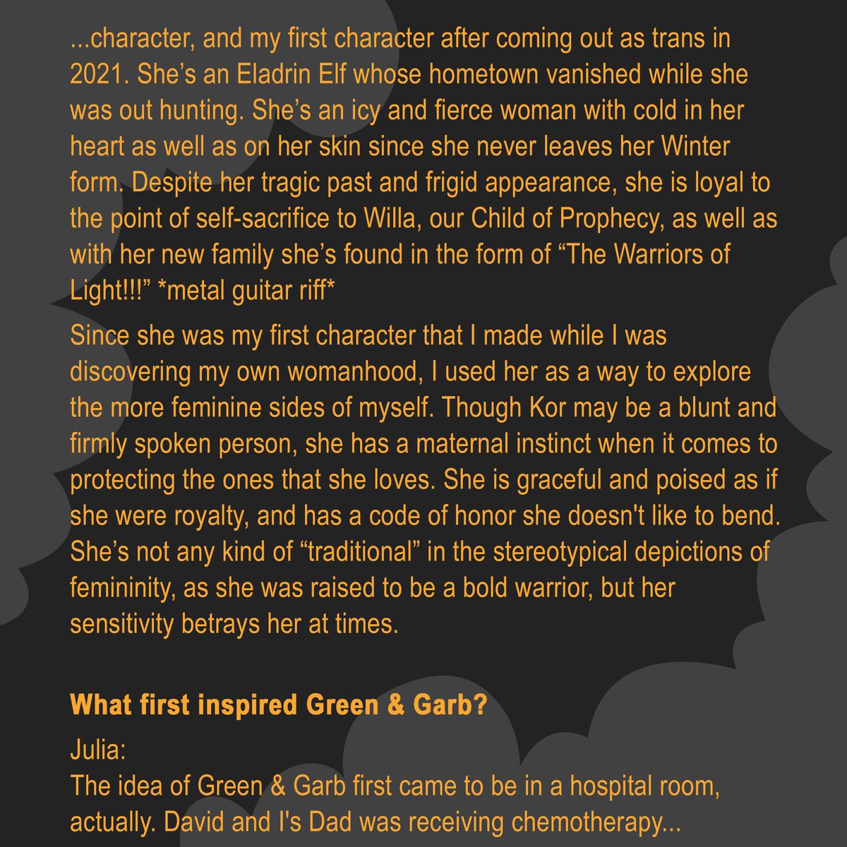 <a href="/GreenAndGarb/">Green & Garb</a> Check out our interview with the fab Green &amp; Garb girls! 
<a href="/GreenAndGarb/">Green & Garb</a> 

CW: Parent death and cancer.

#WomenOfDnD #DnD #TTRPG #TTRPGSolidarity #TTRPGFamily