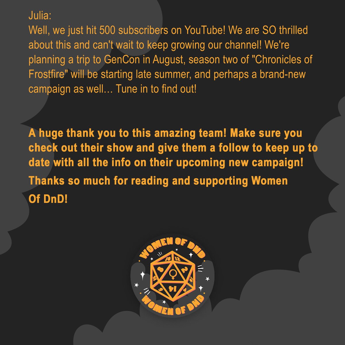 <a href="/GreenAndGarb/">Green & Garb</a> Our interview with the women of <a href="/GreenAndGarb/">Green & Garb</a> continued!

CW: Parent death and cancer.

#WomenOfDnD #DnD #TTRPG #TTRPGSolidarity #TTRPGFamily