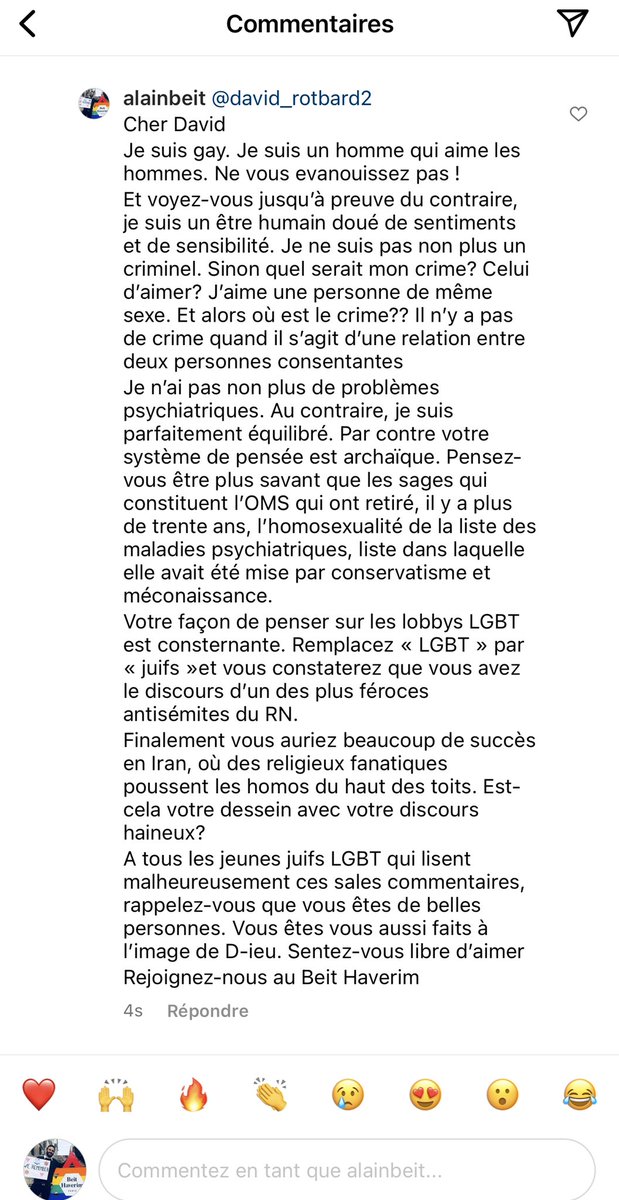 AlainBeit's tweet photo. Réponses aux homophobes qui s’expriment librement sur les pages de ThoraBox

Il serait bon que des rabbins de tout courant rappellent que ces paroles n’ont pas leur place dans le #Judaïsme 

#homophobie #LGBTphobie #juifgay https://t.co/SzlPi7HvzB
