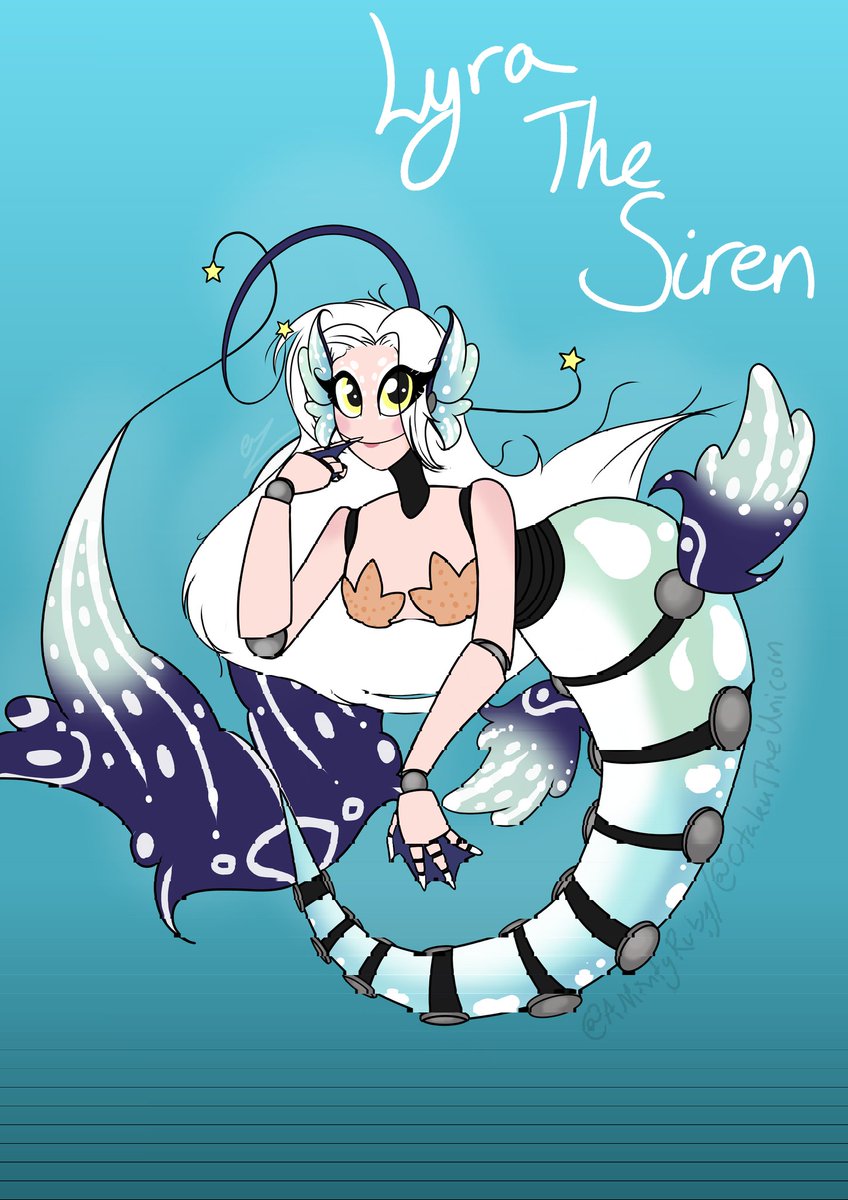 OtakuTheUnicorn's tweet photo. Finished! Meet Lyra the Siren! She's the animatronic of Fazbears new Waterpark/Aquarium attraction! Wanna know extra and about normal and glow in the dark mode I have linked my Deviant Page uploads with those details.

#FNAF #fnafsecuritybreach #fnafOC #fnafsecuritybreachfanart https://t.co/QyuD2R31gk