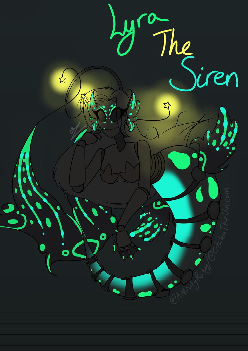 OtakuTheUnicorn's tweet photo. Finished! Meet Lyra the Siren! She's the animatronic of Fazbears new Waterpark/Aquarium attraction! Wanna know extra and about normal and glow in the dark mode I have linked my Deviant Page uploads with those details.

#FNAF #fnafsecuritybreach #fnafOC #fnafsecuritybreachfanart https://t.co/QyuD2R31gk