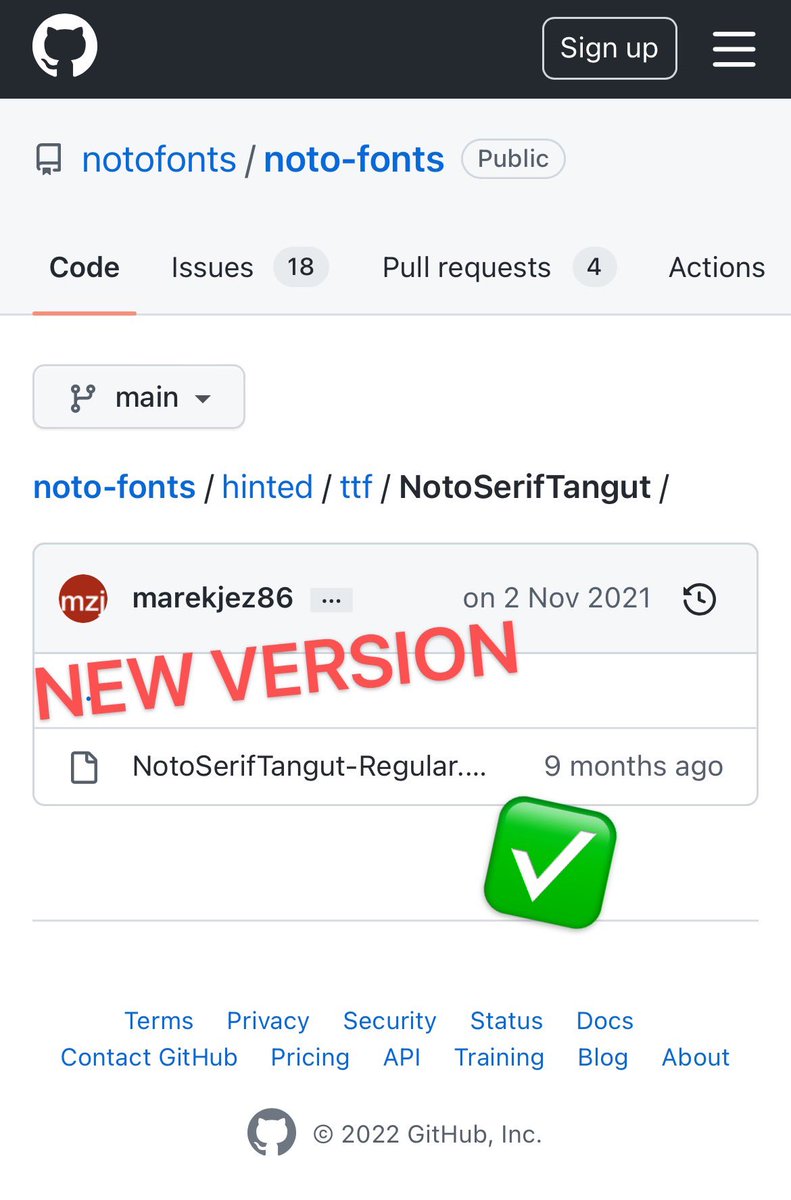 threecczhu's tweet photo. Update download link of Noto serif Tangut v. 2.168 with newly redesigned glyphs
⬇️
https://t.co/hEz49OLl5B
Apparently the Tangut font on Google fonts have not been updated yet. If you want to use the new version please download from GitHub 😉 #Tangut #typeface #typedesign #西夏 https://t.co/ygPTYaeVop