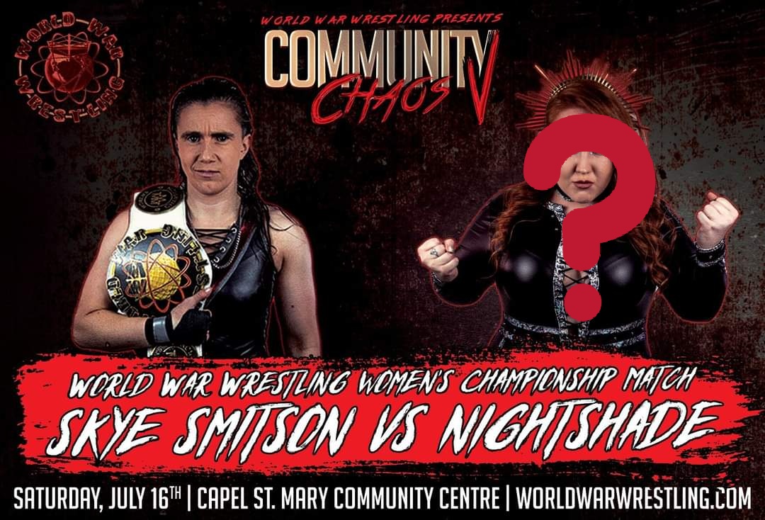WorldWarWrestling (@wwarwrestling) on Twitter photo With <a href="/nightshadepw/">NightShade ナイトシェイド</a> out with covid (wishing her a speedy recovery)
This was a match we really wanted at <a href="/WWarWrestling/">WorldWarWrestling</a> ...... :(
The question is who will step up?
Be there tonight to find out!
<a href="/SkyeSmitson/">Skye Smitson</a> vs ? With <a href="/nightshadepw/">NightShade ナイトシェイド</a> out with covid (wishing her a speedy recovery)
This was a match we really wanted at <a href="/WWarWrestling/">WorldWarWrestling</a> ...... :(
The question is who will step up?
Be there tonight to find out!
<a href="/SkyeSmitson/">Skye Smitson</a> vs ?