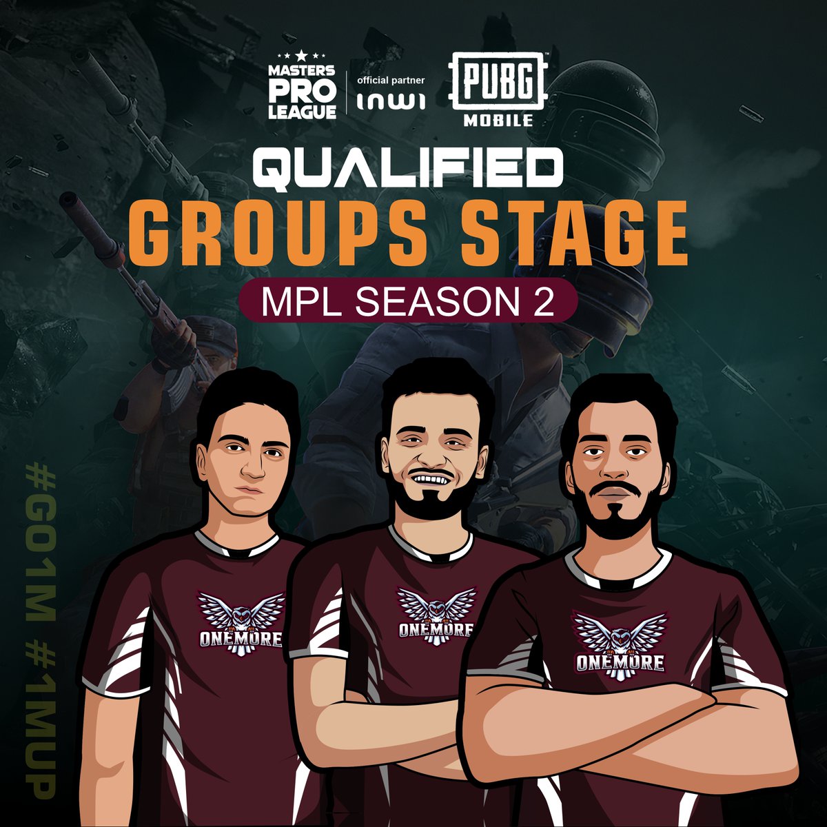 OneMore_esports's tweet photo. Our PUBG Mobile team will be playing in the ESNA Masters Pro League - Season 2 🔥

Cheer for us starting July 16th 🦉

🕥 Today at 14:00 ᴳᴹᵀ⁺¹
🌐 Watch here 👇🏻 https://t.co/Ak2gv6t5AX

#GO1M #1MUP
#onemoreesports
#PUBGMOBILE #gaming #esports #MPL https://t.co/VgHZxPU6wW