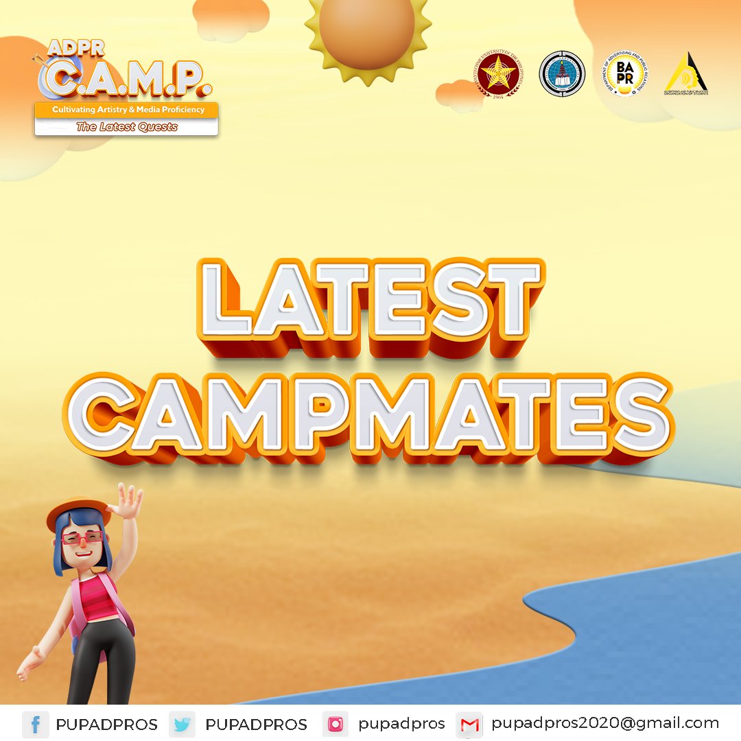PUPADPROS's tweet photo. Camping alone would be dull, so let's enjoy it with our pals!

Introducing our campmates that made our ADPR C.A.M.P: The Latest Quests more exciting! 

Join us on July 23 and be one of our campers.

https://t.co/T5LdkOiPAy

#ADPRCAMP
#TheLatestQuests
#WebinarSeries https://t.co/bVHJuaeQxQ