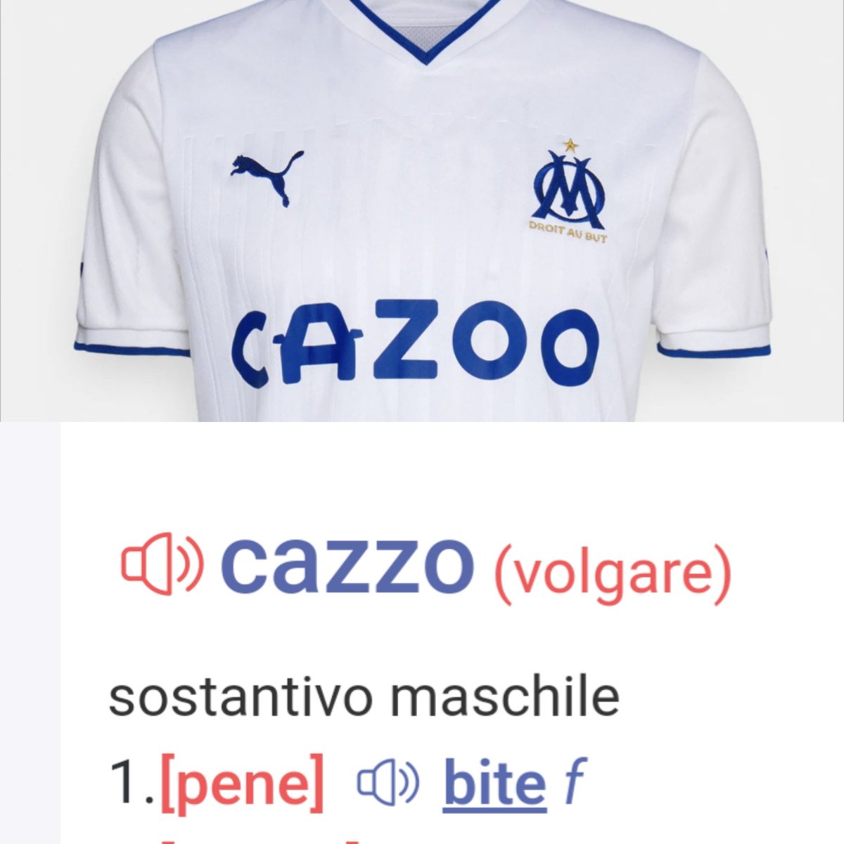 JosePanenka's tweet photo. Franchement j'y arrive pas... À chaque fois que je regarde ce maillot je déprime. Ya que moi ? C'est qui le patron de la com ? 😂 #TeamOM https://t.co/nfLcFHwu2n