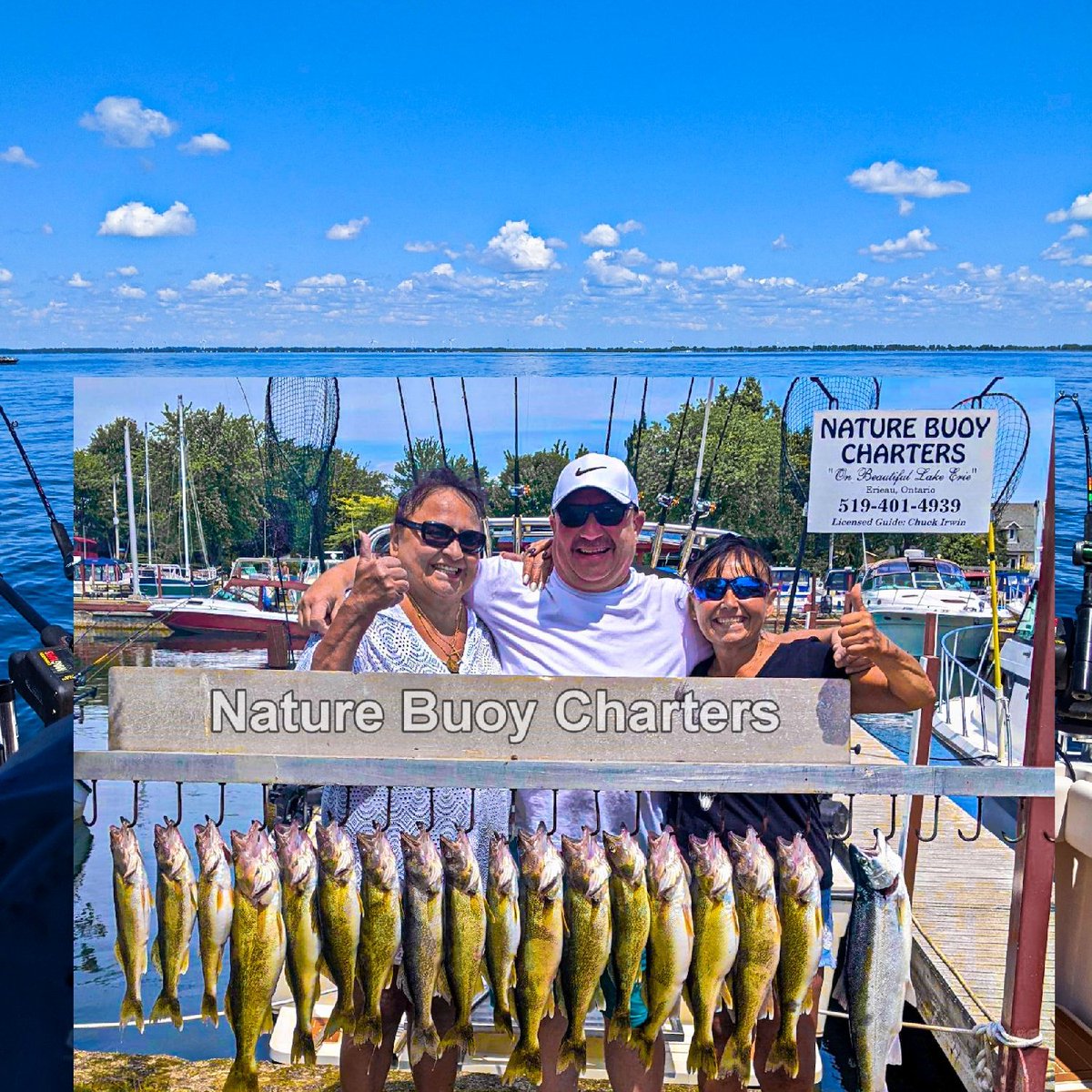 Connie Eric and Denise from SARNIA had a blast on Lake Erie. Perfect Weather - Great Fishing - Wonderful People

519 401 4939 - Capt Chuck Irwin
#NatureBuoyCharters
#Walleye
#Steelhead
#FishOntario 
#FishLakeErie
#FishingCK 
#ErieauMarina