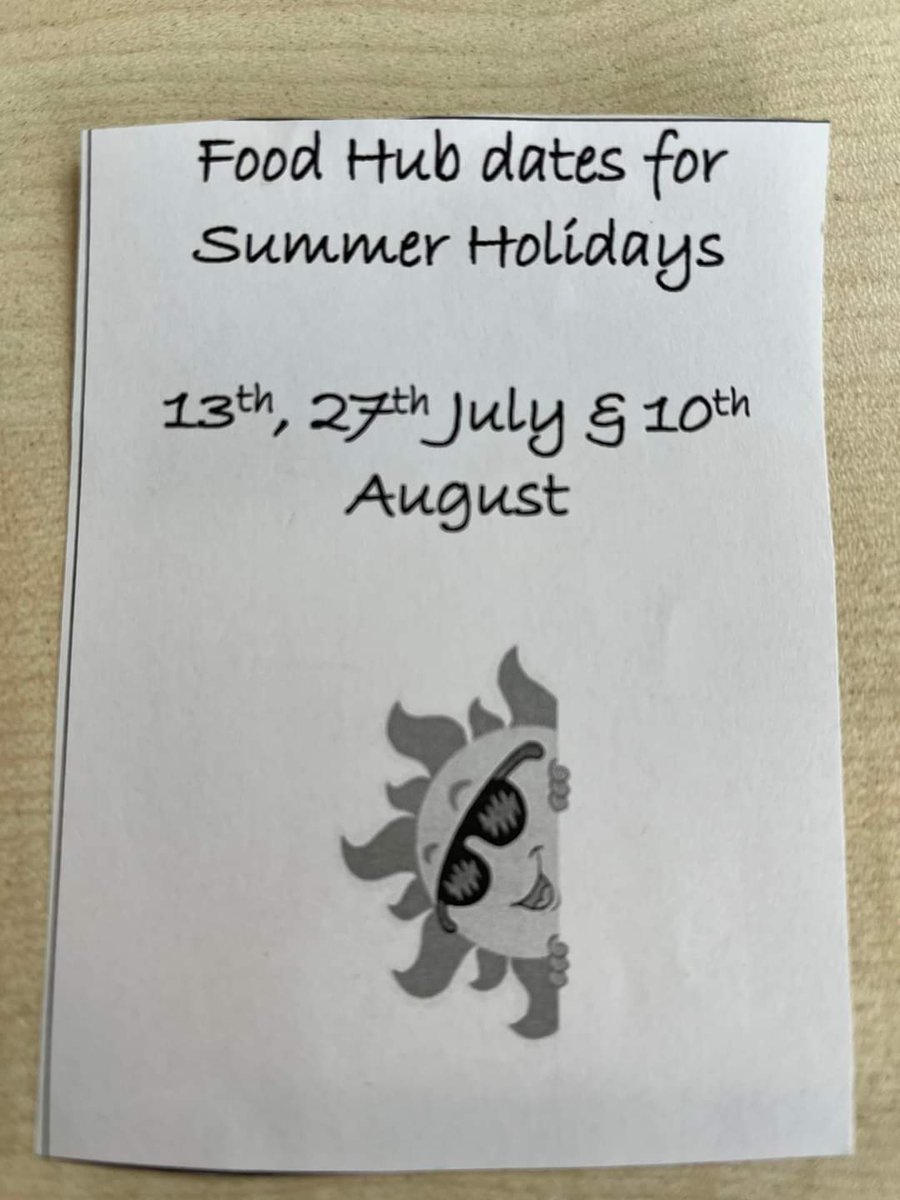 Food Hub Opening Hours 

Food hub is only open every second week in the holidays, usual time 9.15-11.15 🍞🍩🍓🥦