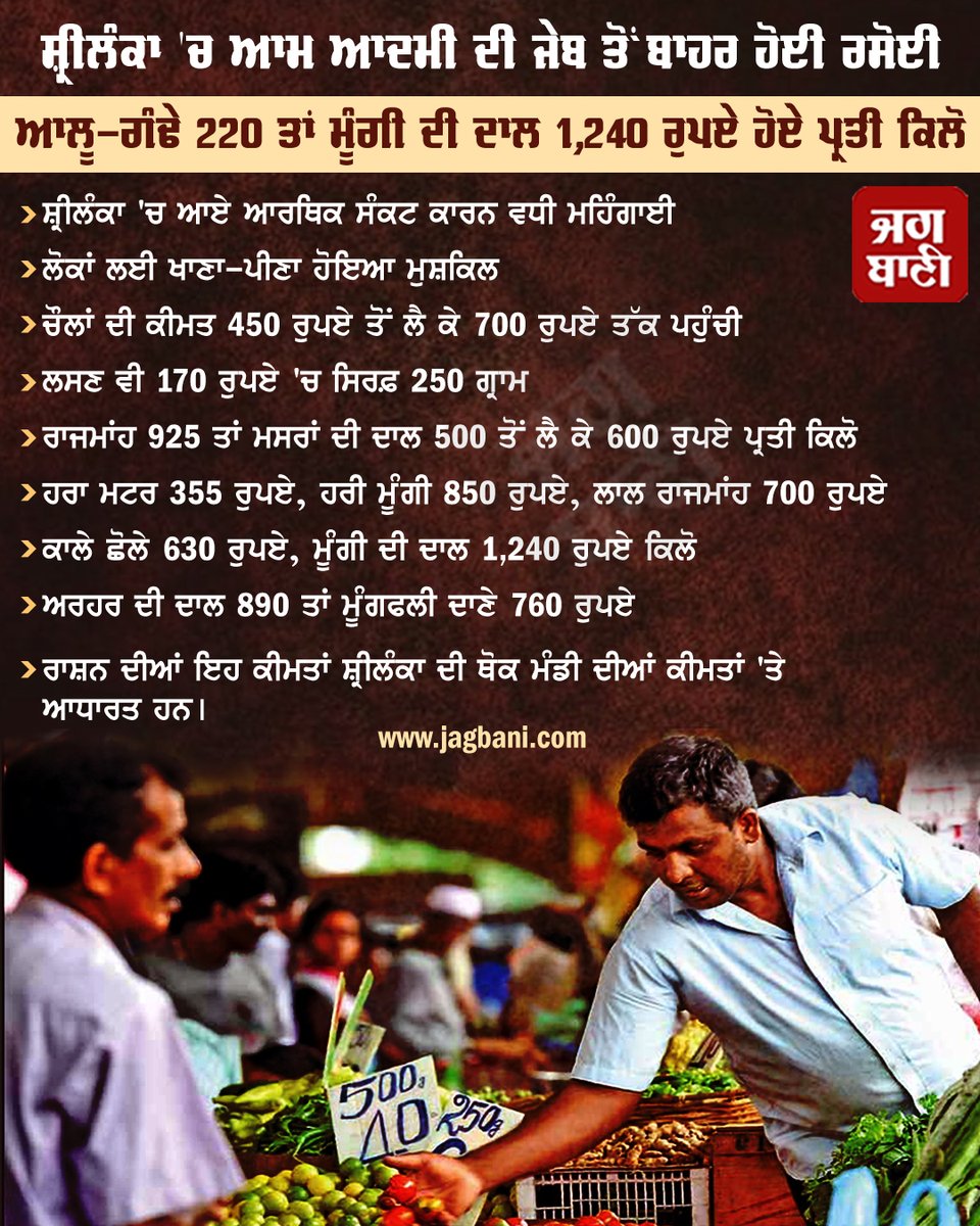 JagbaniOnline's tweet photo. ਸ਼੍ਰੀਲੰਕਾ 'ਚ ਆਮ ਆਦਮੀ ਦੀ ਜੇਬ ਤੋਂ ਬਾਹਰ ਹੋਈ ਰਸੋਈ
#Businessnews #SriLanka #RationPrice #SriLankaInflation #Jagbani https://t.co/vieR0CQiXr