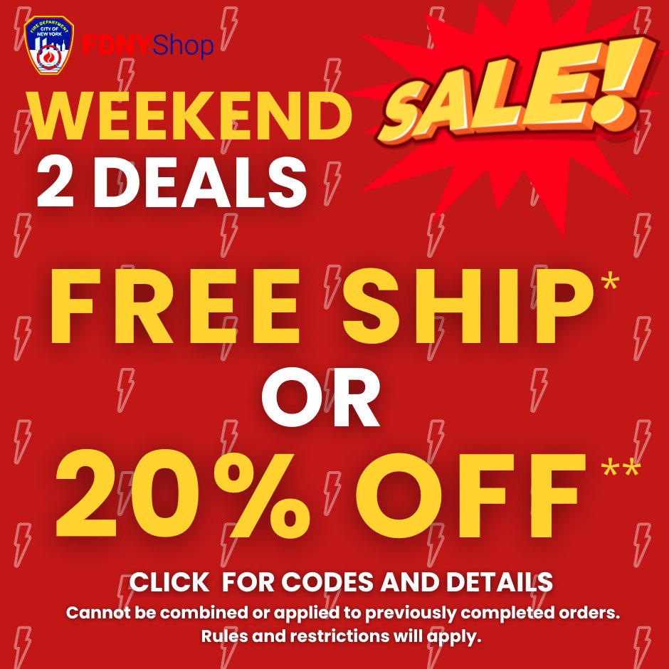 ☀Summer Weekend Double Deals - Free Ship or 20% Off! Your Choice to save on your fave FDNY items! - mailchi.mp/fdnyshop/july-… #summersavings #hotdeals #freeshipping