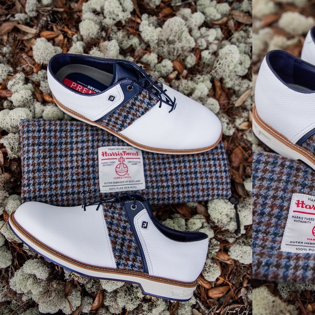 alexnapiergolf's tweet photo. Without a doubt, THE BEST SHOE DROP OF THE YEAR! A job well done to the FootJoy team who brought this Harris Tweed collab to fruition! 👏👏
#FJxHarrisTweed #FJpremiereseries #TheOpen @FootJoy @FootJoyEurope https://t.co/okCesM8jD6