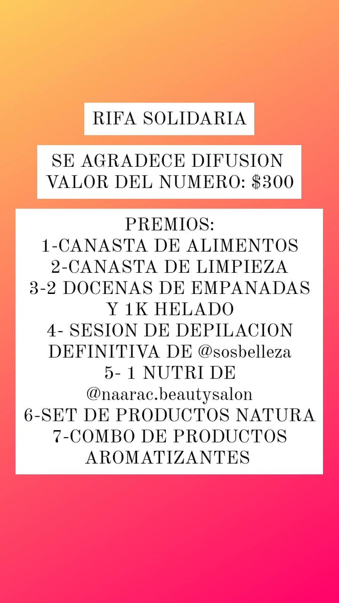 Gente, este es un llamado a la solidaridad. A mi mamá le diagnosticaron cáncer de mama (carcinoma ductual invasivo) y con mi familia estamos organizando rifas para recaudar fondos para su tratamiento, ya que no tenemos los medios para pagarlo. Se agradece difusión 🙏🙏 Rtw