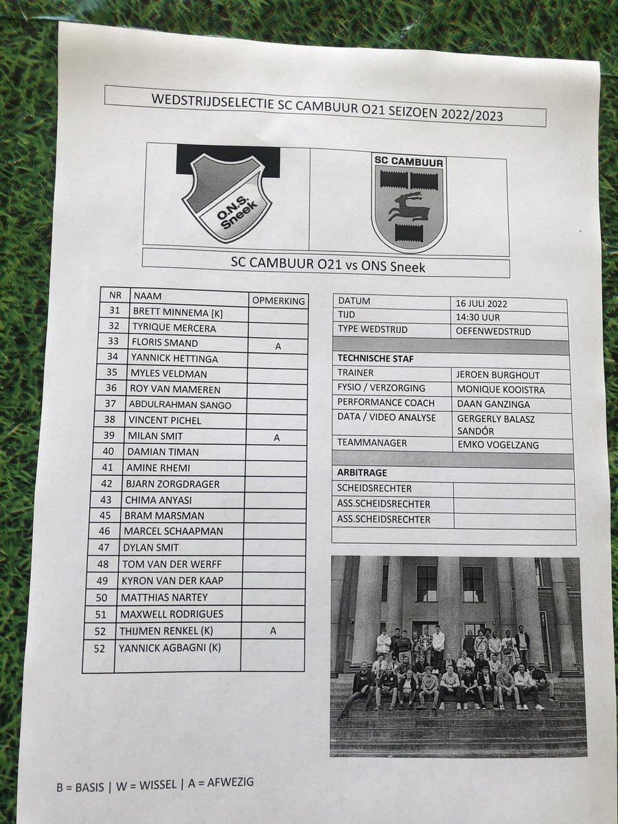 ONSSneek's tweet photo. De opstelling van onze gasten @SCCambuurLwd O21 #onscam https://t.co/cXCyOYN4xh