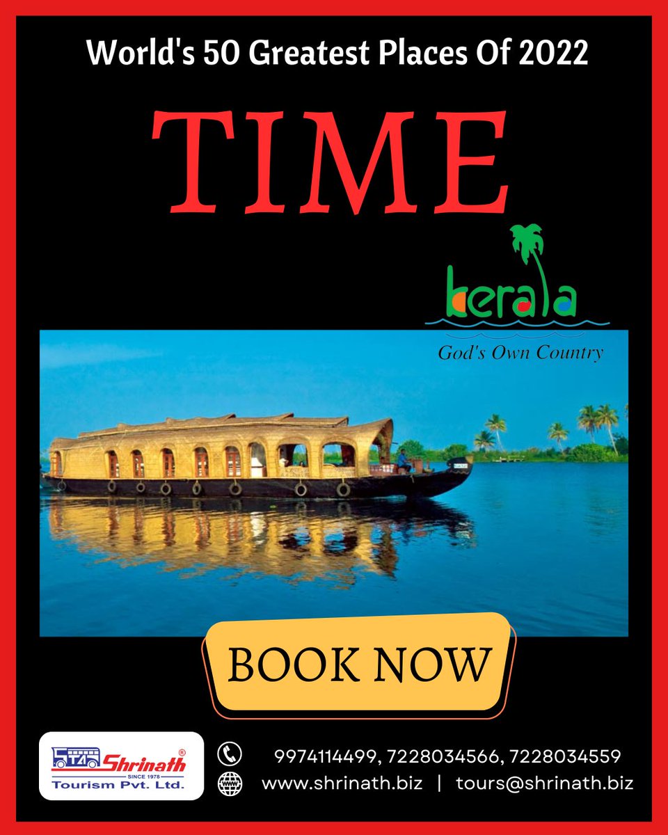 Kerala is among the World’s 50 Greatest Places of 2022.

#proud #TimeMagazine #WorldsGreatestPlaces #kerala #KeralaTour #KeralaTourPackage 

Call us - 9974114499 / 7228034566

#munnar #thekkady #alleppey #backwater
.
.
#shrinathgroupofcompanies #tourism #tourpackages #travel