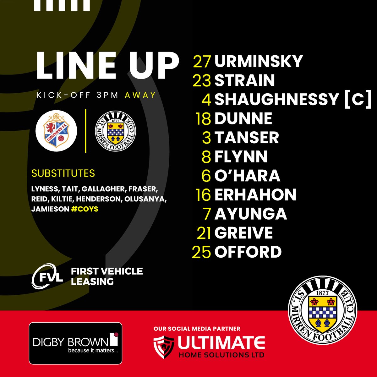 saintmirrenfc's tweet photo. #OurStMirren starting line-up for today's Premier Sports Cup group stage match against @CowdenbeathFC.
#OurStMirren #COYS https://t.co/gSZ7jNp7wX