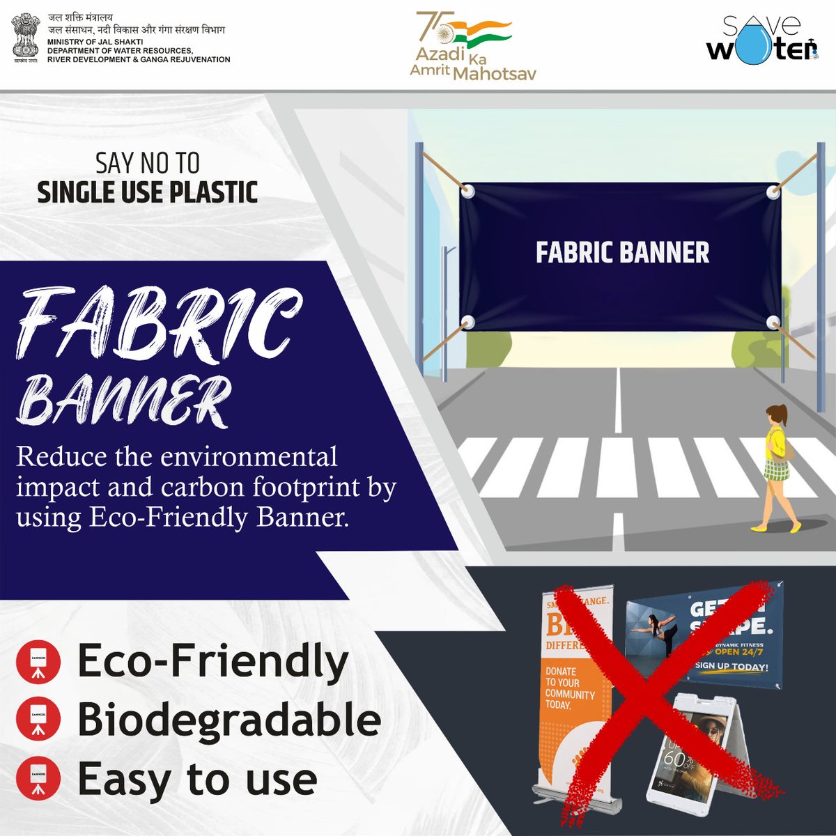 DoWRRDGR_MoJS's tweet photo. Fabric Banners are an ideal alternative to traditional banners as these are naturally wrinkle, crease, and tear-resistant. Moreover, these are durable and look good as compared to vinyl banners. #SayNoToPlastic https://t.co/oc8DZv8UBQ