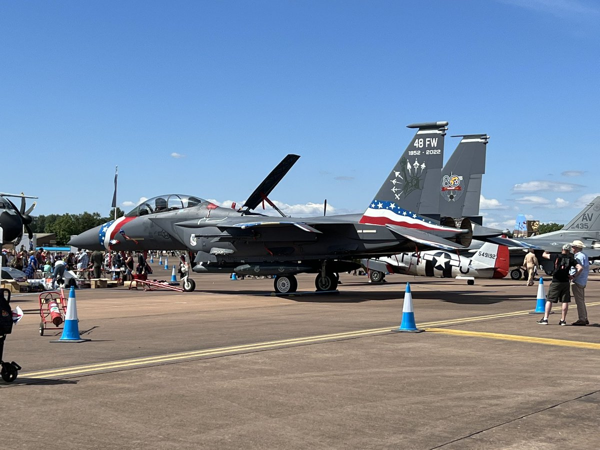 Absolutely LOVE this anniversary paint job on this F15E from 48 Fighter Wing @airtattoo #LibertyWing