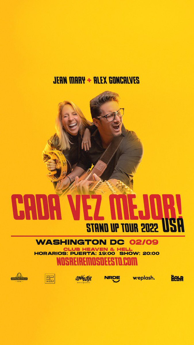 Washington DC estamos listos??? 

#CadaVezMejor Standup Tour 
02.Septiembre 
Últimos tickets en 
Nosreiremosdeesto.com