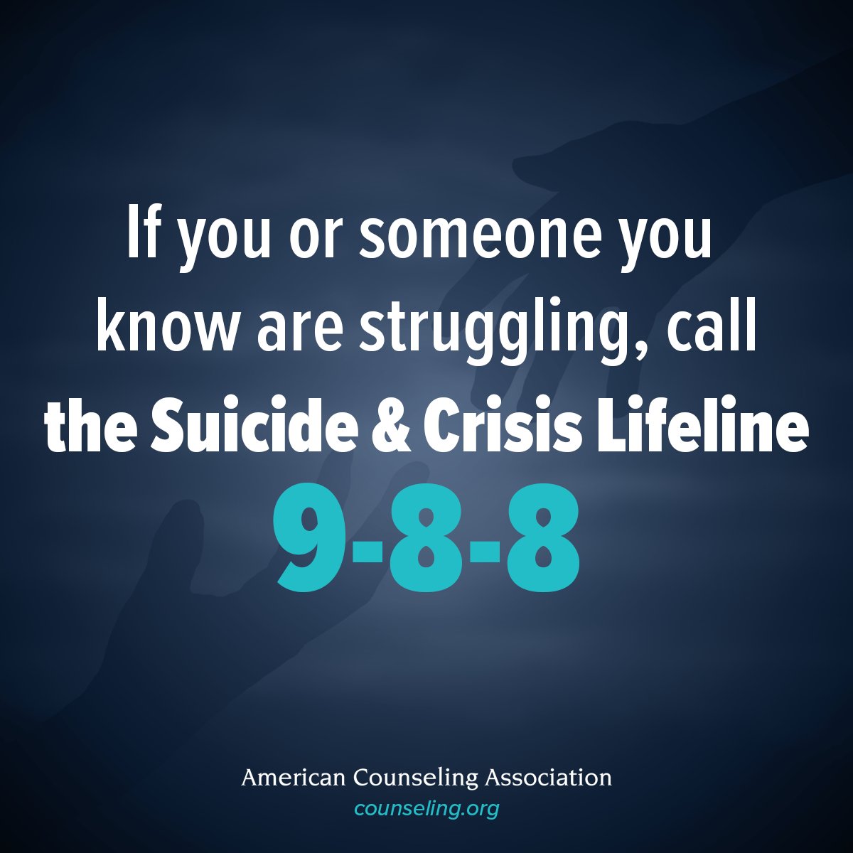 Today marks the start of '9-8-8' as the new national suicide prevention and crisis hotline! The hotline will connect callers who may be experiencing distress with trained mental health counselors. #CounselorsHelp #SuicidePrevention