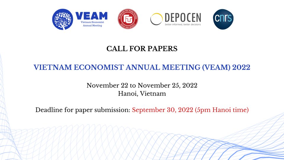 We  are now calling for paper 
- 22 November: Pre-conference activities and reception
- 23 and 24 November: Main event
- 25 November: Training course on behavioral and experimental economics 
veam.org/call-for-paper…  

#veam