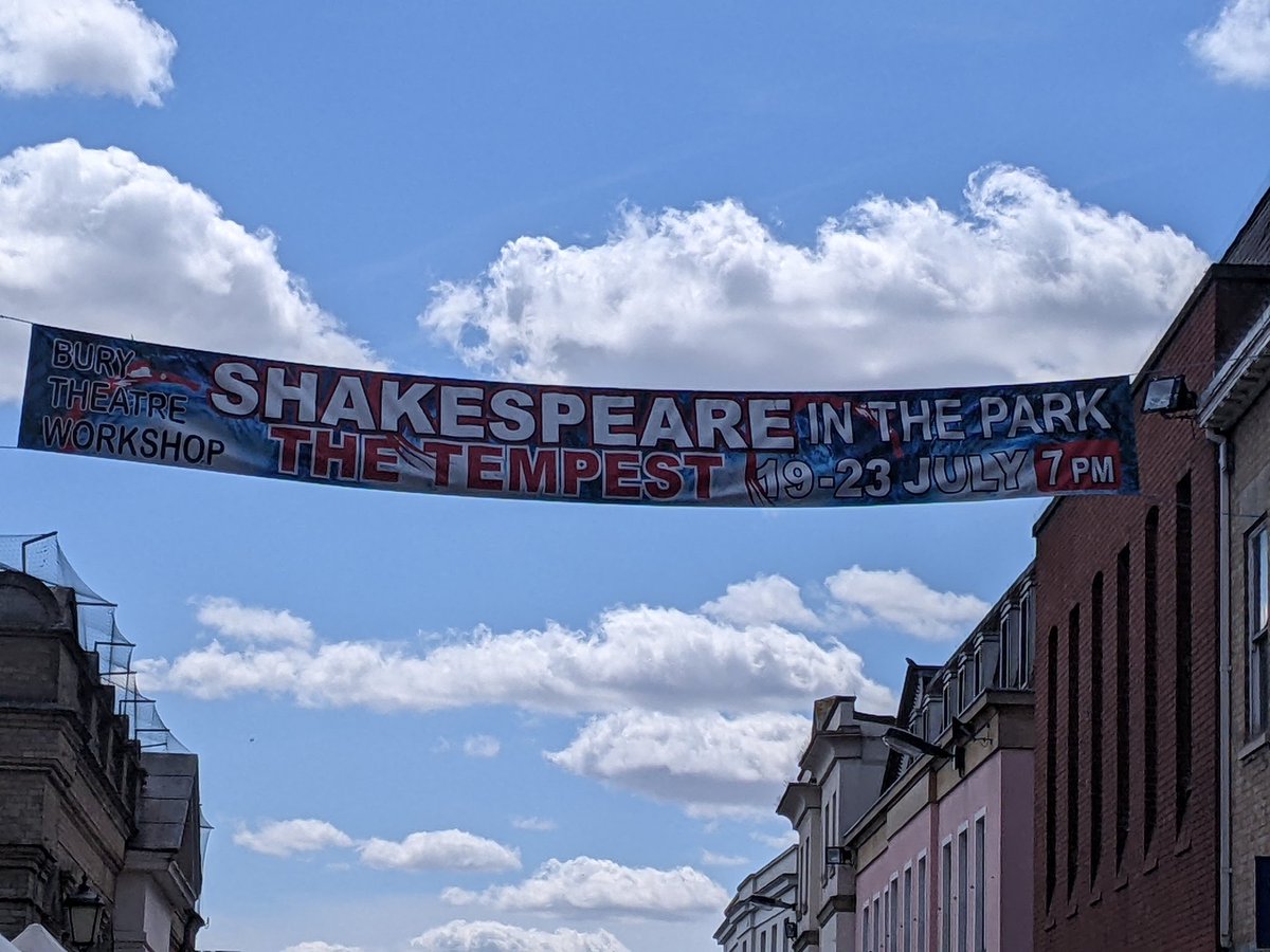 Banner up across Cornhill...it's all go as we head for production week!

#Suffolk #Shakespeare #Drama #nightout #theatreinthepark #burystedmunds