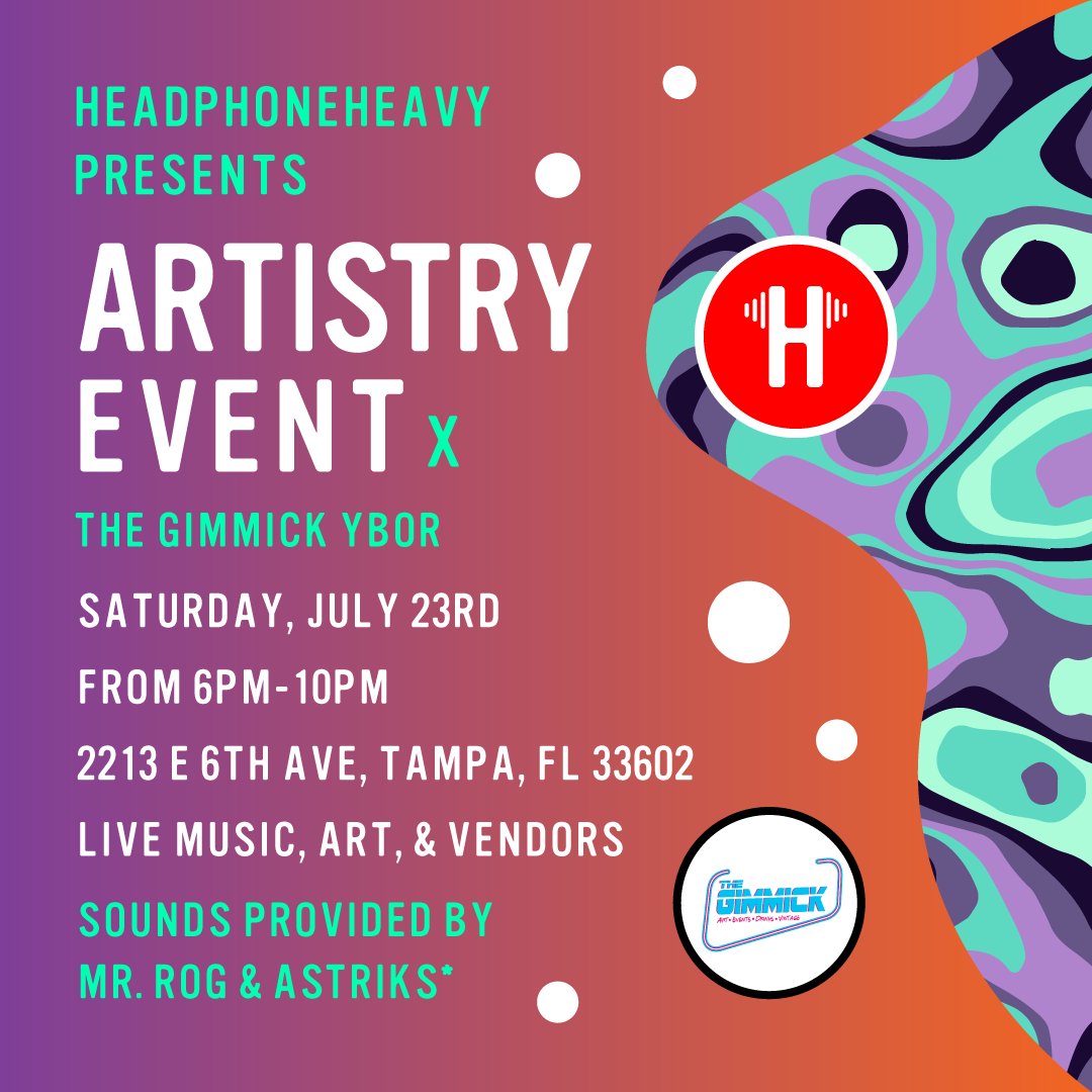 Headphoneheavy's tweet photo. Underground music is here to stay in Tampa. Headphoneheavy is bringing you our first of many parties at @vintage_gimmick. An art studio right off of 7th avenue in historical Ybor City. This venue has been a staple for underground music and parties in the Tampa area for years! https://t.co/JRXcwFsFwE