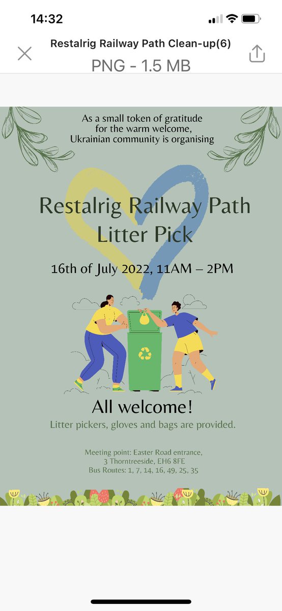 TommySheppard's tweet photo. Big turnout for this morning’s litter pick on Restlarig railway path organised by our local Ukrainian community. https://t.co/XVXvWIyUPH