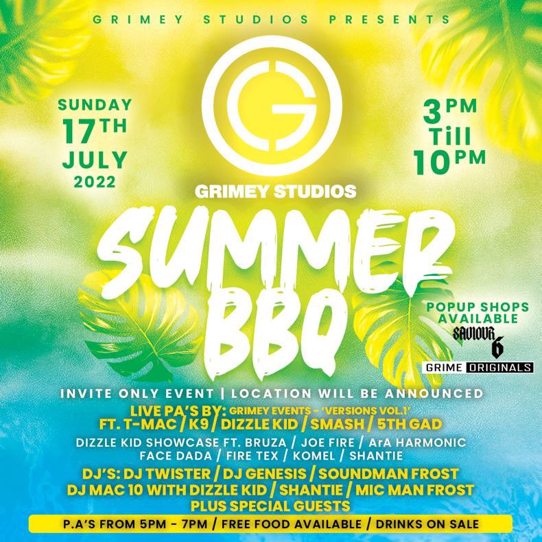 officialgrimeyE's tweet photo. We outside tomorrow with a strong lineup 🎤

Artists: 
@MCShantie 
@MICMANFROST 
@Bruzaonline 
@ArAHarmonic 
@Dizzlekid_1 
 
Pop up shops:
@GrimeOriginals 
Saviour6 

&amp; much more ☀️🍹😎 https://t.co/VN8ec8D97o