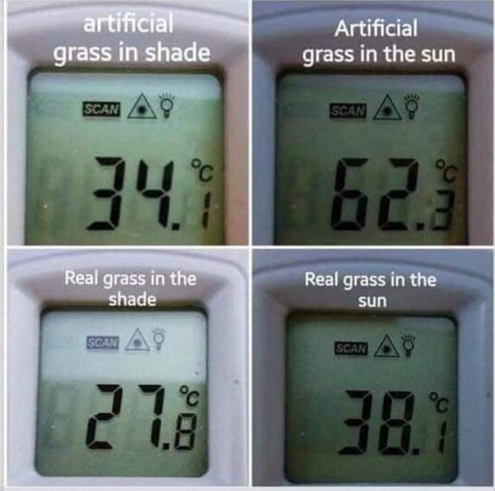 Reason number 1,753 why artificial grass is terrible: it gets crazily hot in warm weather.